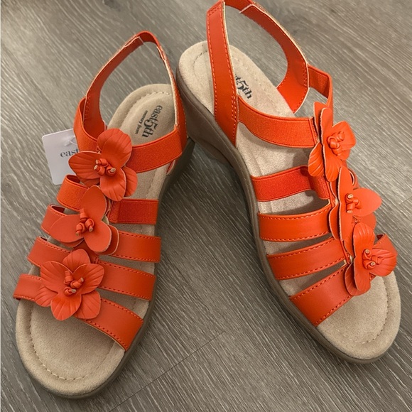 East 5th Shoes - East 5th Vibrant Orange Floral Sandals